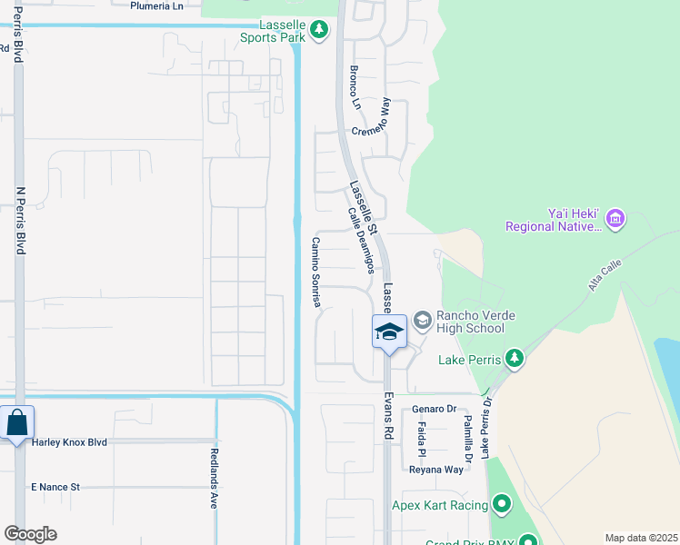 map of restaurants, bars, coffee shops, grocery stores, and more near 25959 Calle Ensenada in Moreno Valley