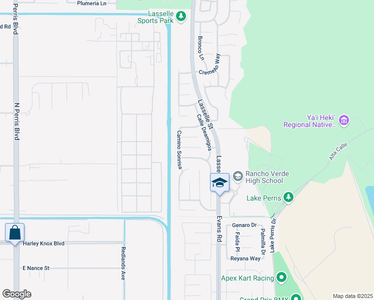 map of restaurants, bars, coffee shops, grocery stores, and more near 25941 Calle Ensenada in Moreno Valley