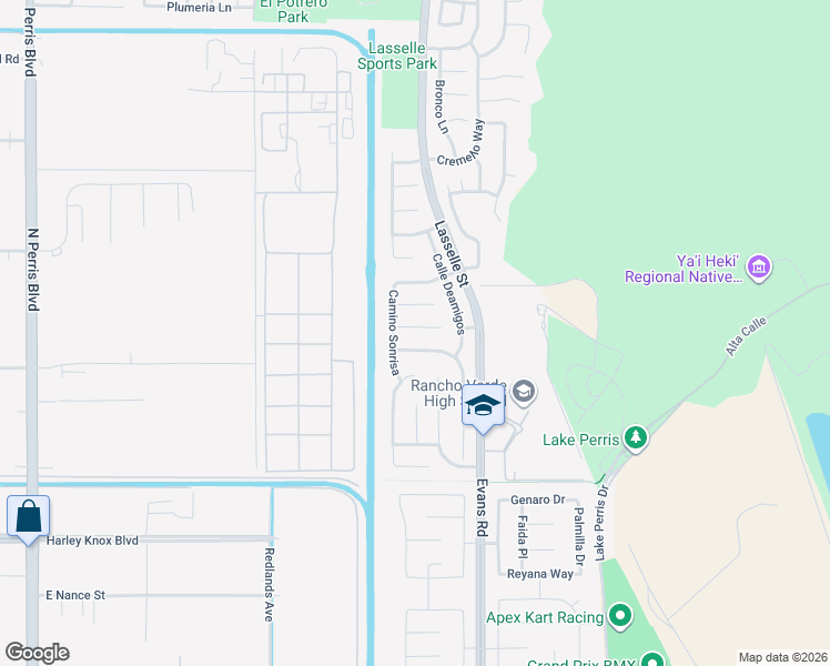 map of restaurants, bars, coffee shops, grocery stores, and more near 25941 Calle Ensenada in Moreno Valley