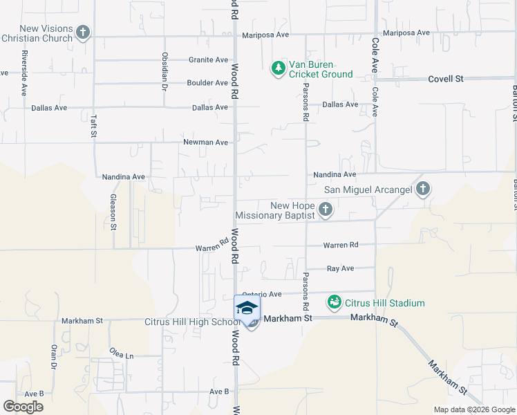 map of restaurants, bars, coffee shops, grocery stores, and more near 19095 Glenwood Avenue in Riverside