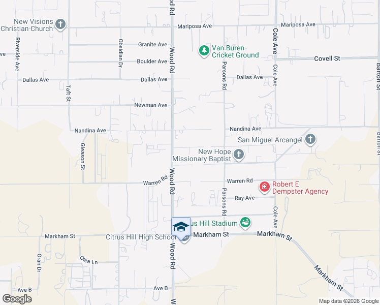 map of restaurants, bars, coffee shops, grocery stores, and more near 19095 Glenwood Avenue in Riverside