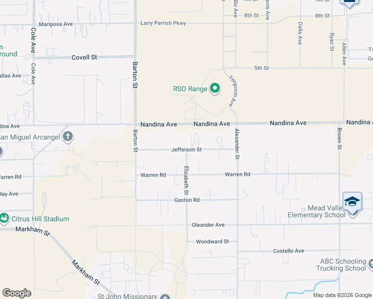 map of restaurants, bars, coffee shops, grocery stores, and more near 20199 Jefferson Street in Perris