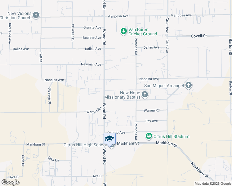 map of restaurants, bars, coffee shops, grocery stores, and more near 19095 Glenwood Avenue in Riverside