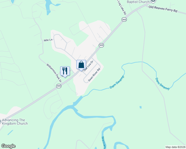 map of restaurants, bars, coffee shops, grocery stores, and more near 435 Sean River Road in Conway