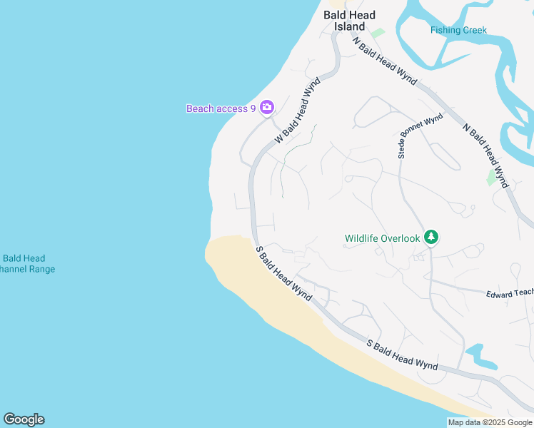 map of restaurants, bars, coffee shops, grocery stores, and more near 14 Water Thrush Court in Bald Head Island