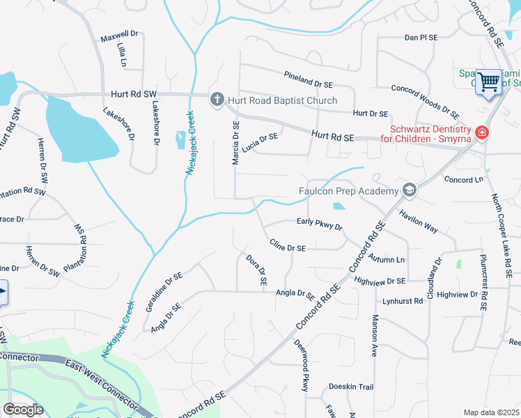 map of restaurants, bars, coffee shops, grocery stores, and more near 3727 Cline Drive Southeast in Smyrna