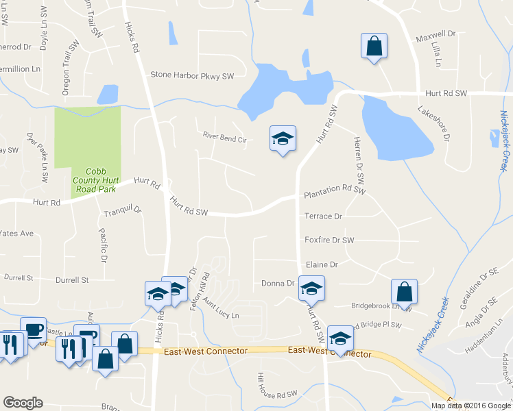 map of restaurants, bars, coffee shops, grocery stores, and more near 602 Hurt Road Southwest in Smyrna
