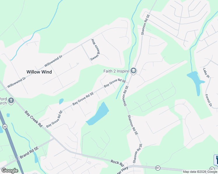 map of restaurants, bars, coffee shops, grocery stores, and more near 3662 Bay Cove Court in Loganville