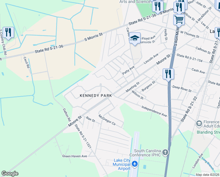 map of restaurants, bars, coffee shops, grocery stores, and more near 304 Independence Avenue in Lake City