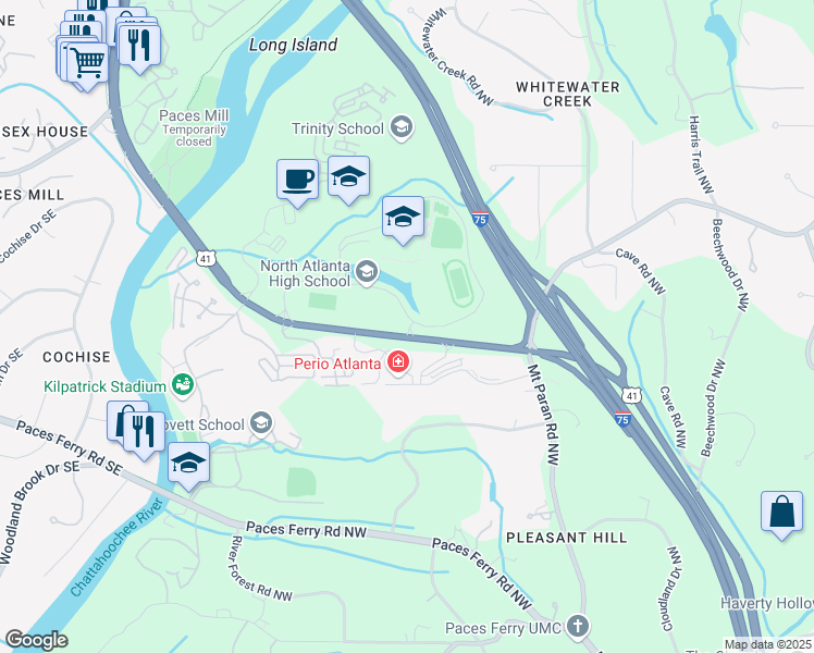 map of restaurants, bars, coffee shops, grocery stores, and more near in Atlanta