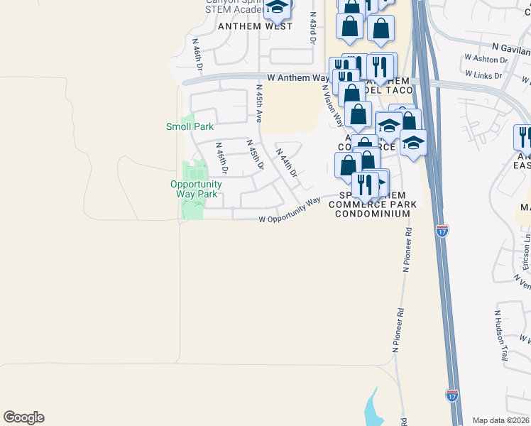 map of restaurants, bars, coffee shops, grocery stores, and more near 4555 West Cottontail Road in Phoenix