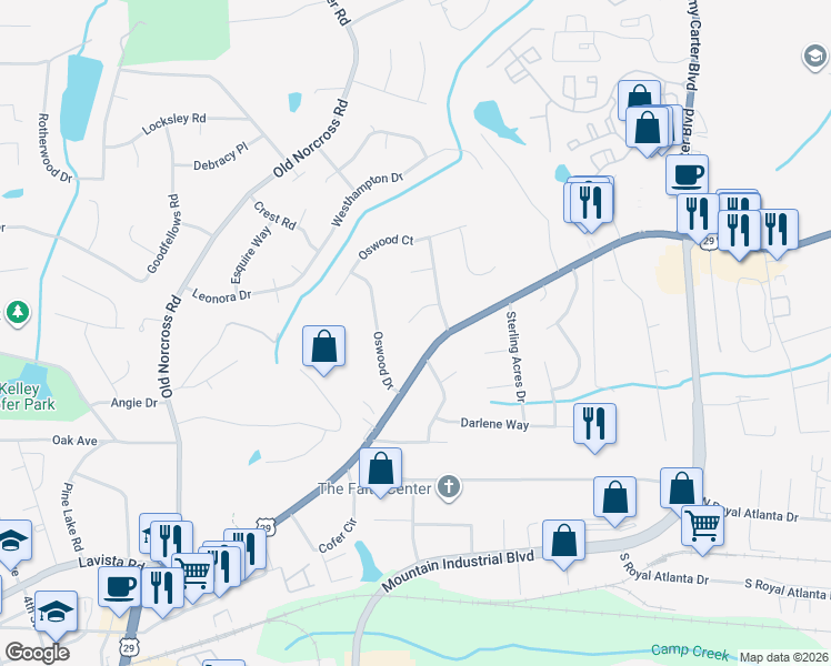 map of restaurants, bars, coffee shops, grocery stores, and more near 4619 Imperial Hills Court in Tucker