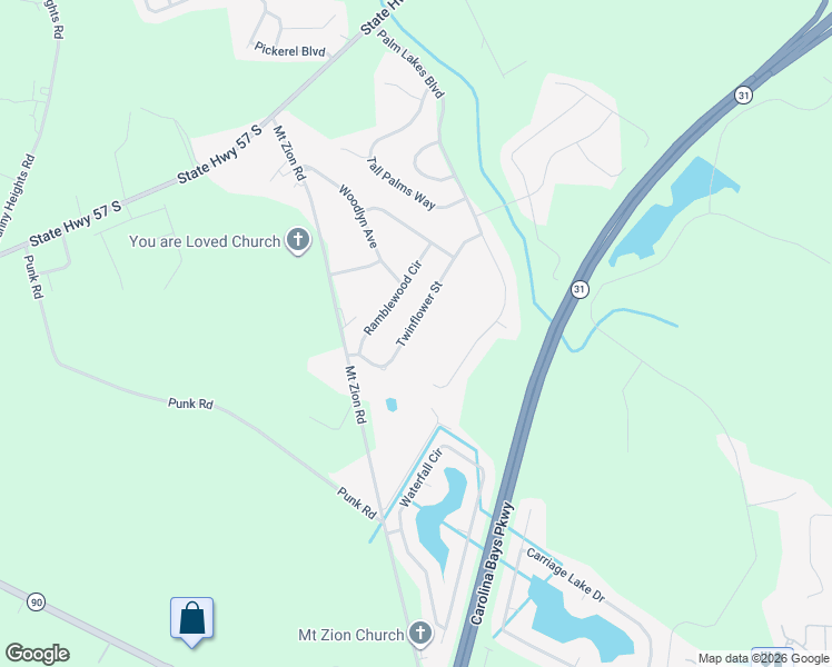 map of restaurants, bars, coffee shops, grocery stores, and more near 656 Twinflower Street in Little River