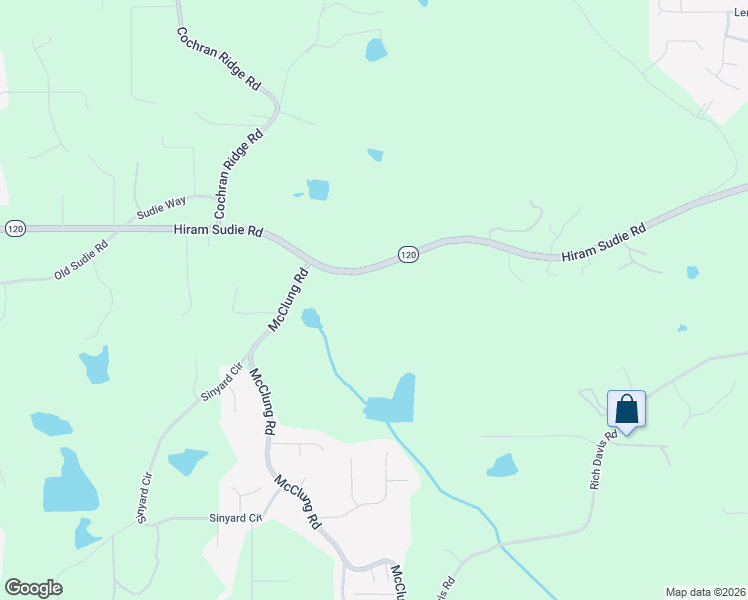 map of restaurants, bars, coffee shops, grocery stores, and more near 2458 Hiram Sudie Road in Hiram