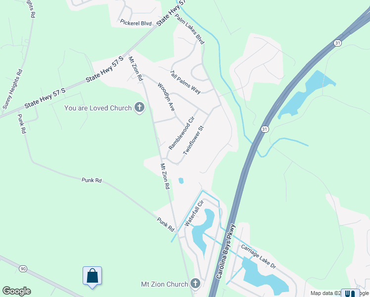 map of restaurants, bars, coffee shops, grocery stores, and more near 641 Twinflower Street in Little River