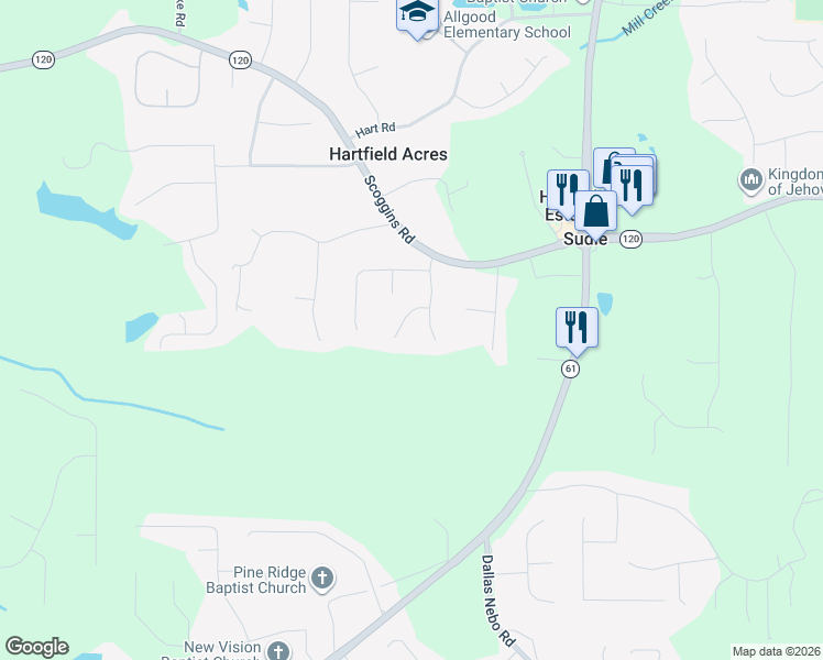 map of restaurants, bars, coffee shops, grocery stores, and more near 83 Sorghum Court in Dallas