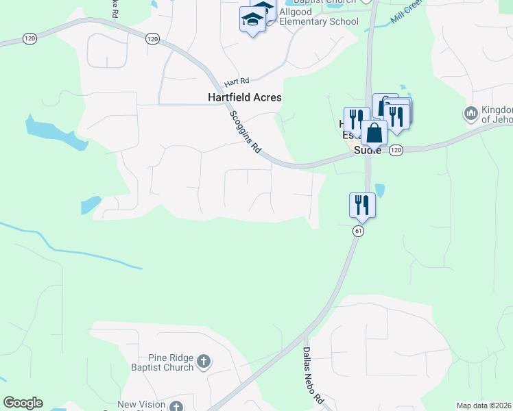 map of restaurants, bars, coffee shops, grocery stores, and more near 83 Sorghum Court in Dallas