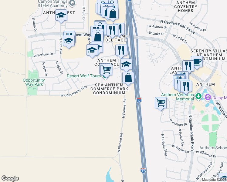 map of restaurants, bars, coffee shops, grocery stores, and more near 41825 North 42nd Avenue in Phoenix