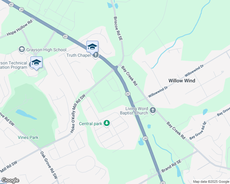 map of restaurants, bars, coffee shops, grocery stores, and more near 21 Bennett Farm Drive in Loganville