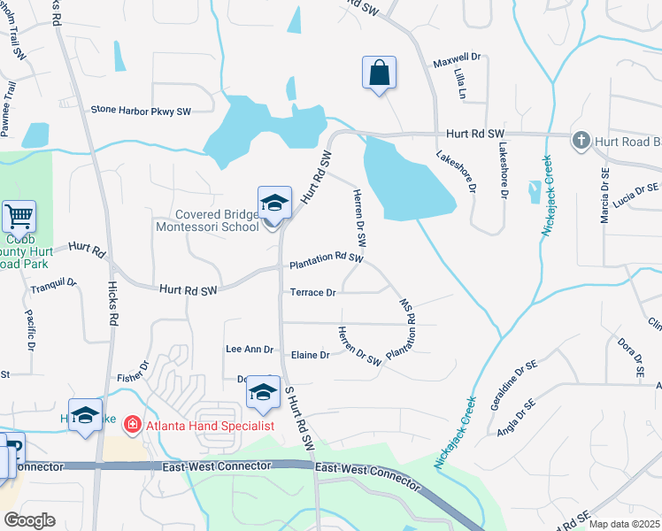 map of restaurants, bars, coffee shops, grocery stores, and more near 434 Terrace Drive in Smyrna