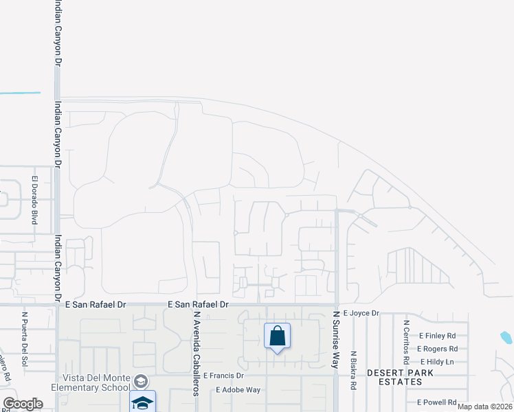 map of restaurants, bars, coffee shops, grocery stores, and more near 3766 Cassia Trail in Palm Springs