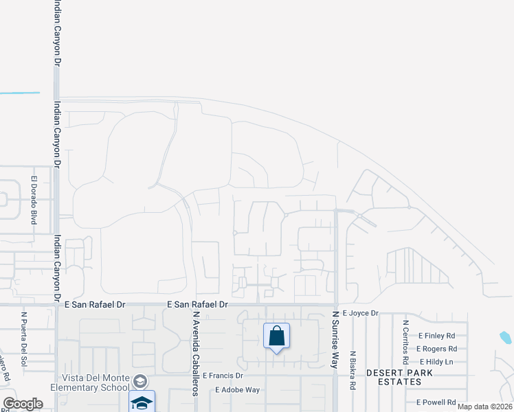 map of restaurants, bars, coffee shops, grocery stores, and more near 3766 Cassia Trail in Palm Springs