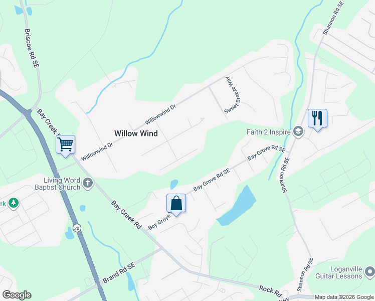 map of restaurants, bars, coffee shops, grocery stores, and more near 514 Strawberry Walk in Loganville