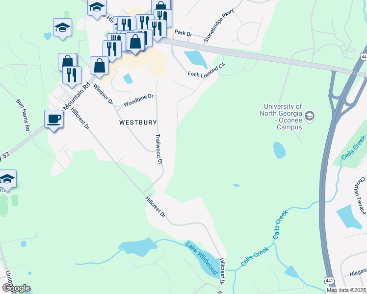 map of restaurants, bars, coffee shops, grocery stores, and more near 1221 Limmerick Drive in Watkinsville