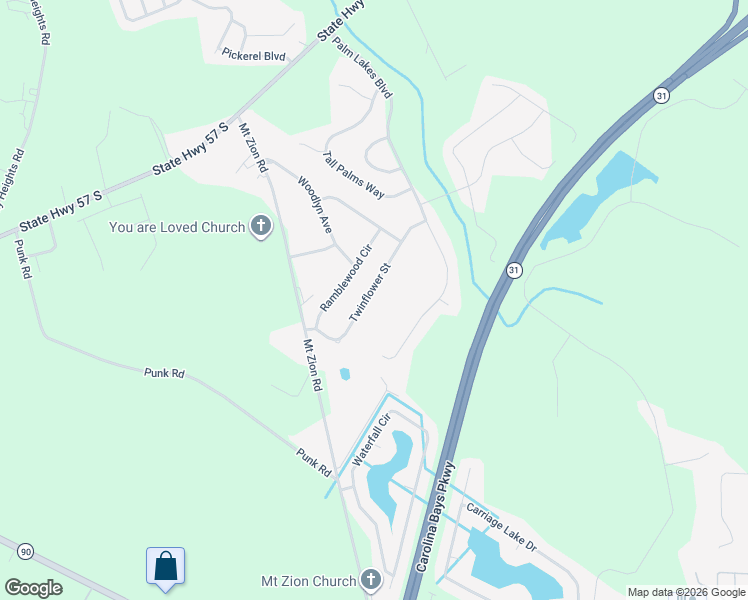 map of restaurants, bars, coffee shops, grocery stores, and more near 656 Twinflower Street in Little River