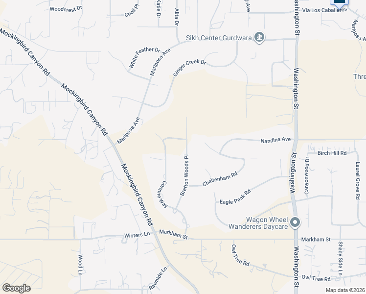 map of restaurants, bars, coffee shops, grocery stores, and more near 17595 Bretton Woods Place in Riverside