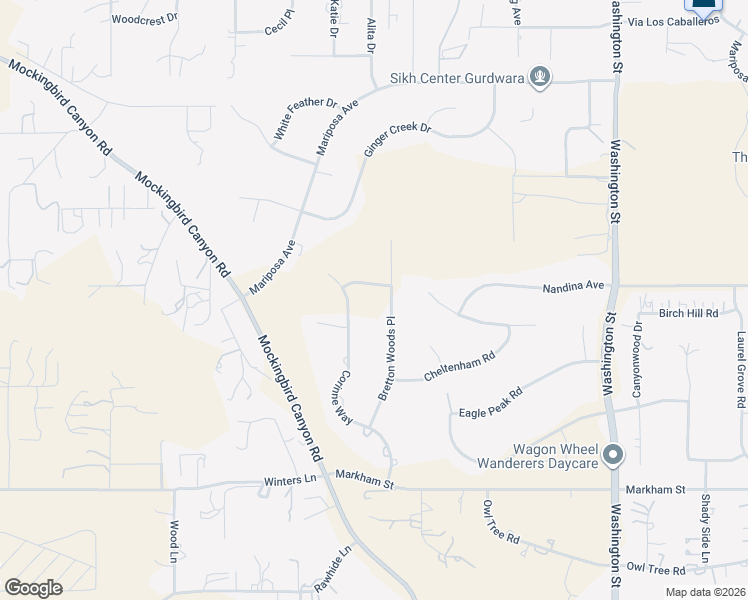 map of restaurants, bars, coffee shops, grocery stores, and more near 16373 Bay Brook Avenue in Riverside