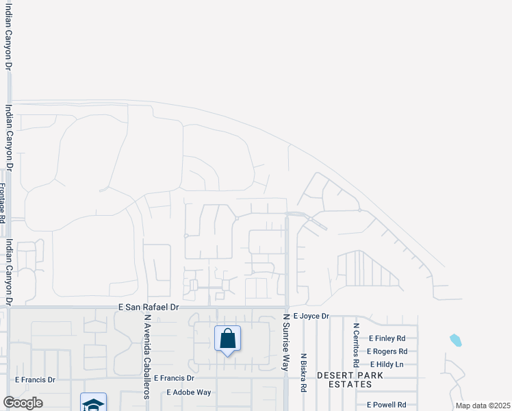 map of restaurants, bars, coffee shops, grocery stores, and more near 3795 Claret Trail in Palm Springs
