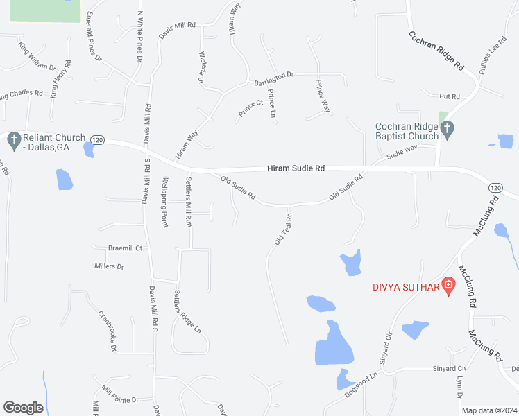 map of restaurants, bars, coffee shops, grocery stores, and more near 218 Old Sudie Road in Hiram