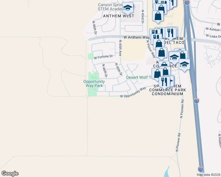 map of restaurants, bars, coffee shops, grocery stores, and more near 4606 West Stoneman Drive in Phoenix