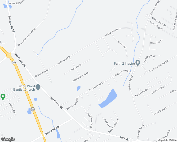 map of restaurants, bars, coffee shops, grocery stores, and more near 544 Strawberry Walk in Loganville