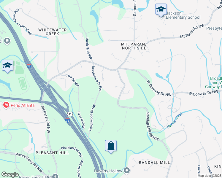 map of restaurants, bars, coffee shops, grocery stores, and more near 4082 Paran Trail Northwest in Atlanta