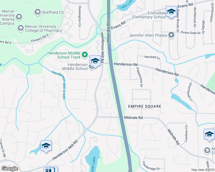 map of restaurants, bars, coffee shops, grocery stores, and more near 2643 Brickell Square in Atlanta
