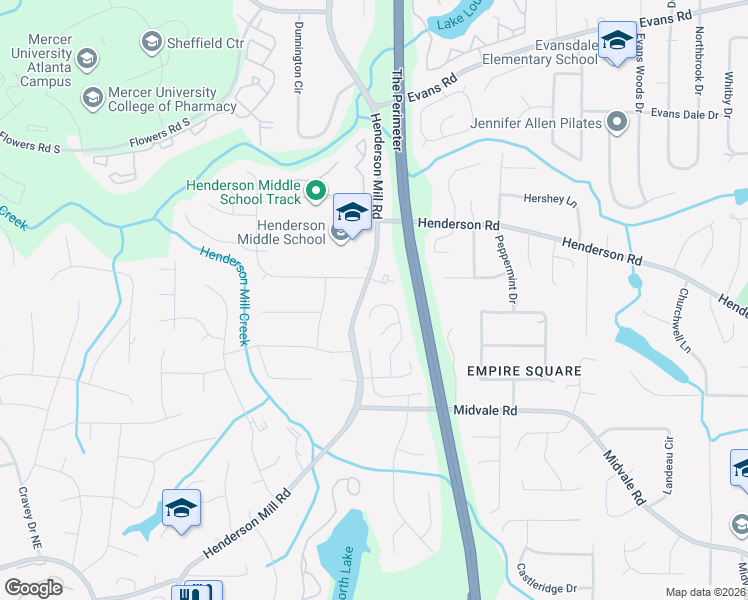 map of restaurants, bars, coffee shops, grocery stores, and more near 2643 Brickell Square in Atlanta