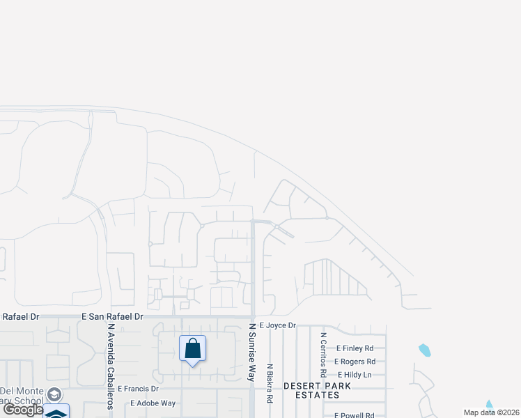 map of restaurants, bars, coffee shops, grocery stores, and more near 3839 Blue Sky Way in Palm Springs
