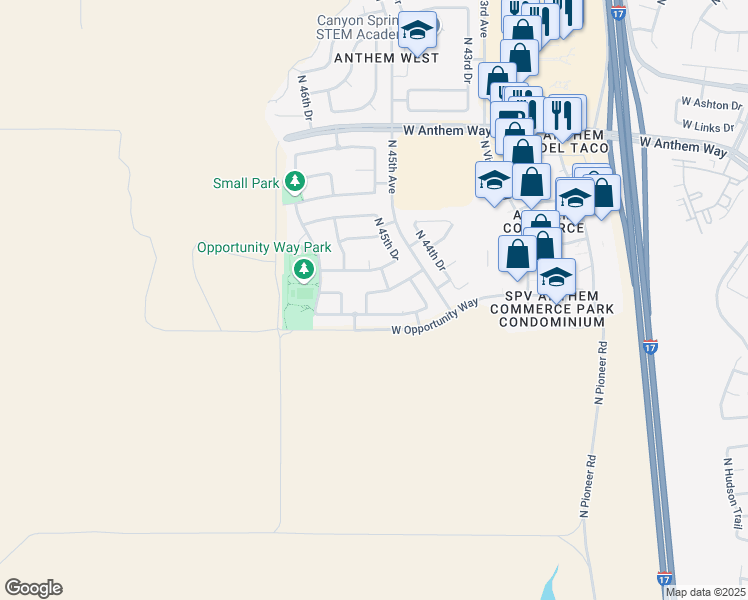 map of restaurants, bars, coffee shops, grocery stores, and more near 4561 West Stoneman Drive in Phoenix