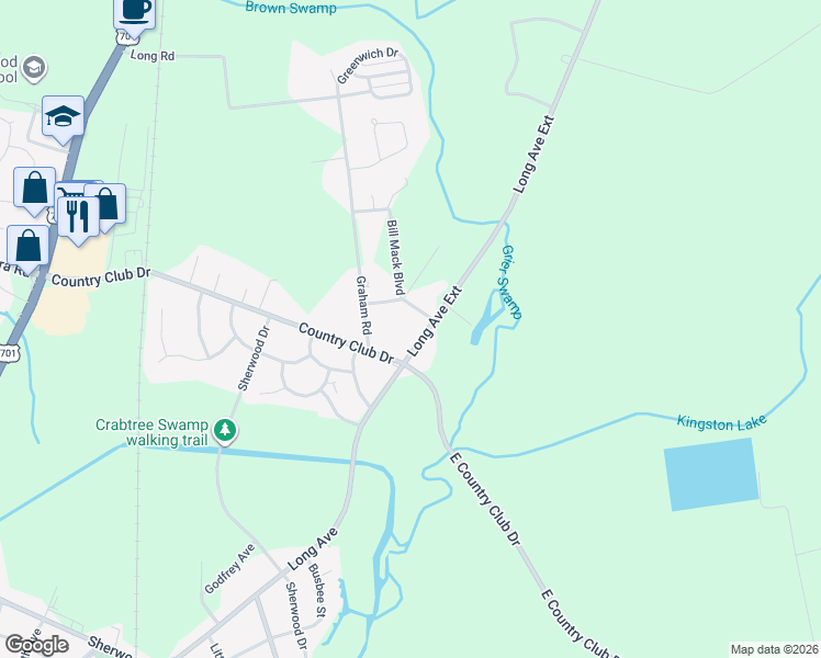 map of restaurants, bars, coffee shops, grocery stores, and more near 1603 Clayton Street in Conway