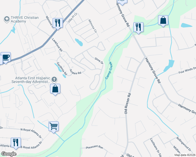 map of restaurants, bars, coffee shops, grocery stores, and more near 14 Kent Valley Circle in Tucker
