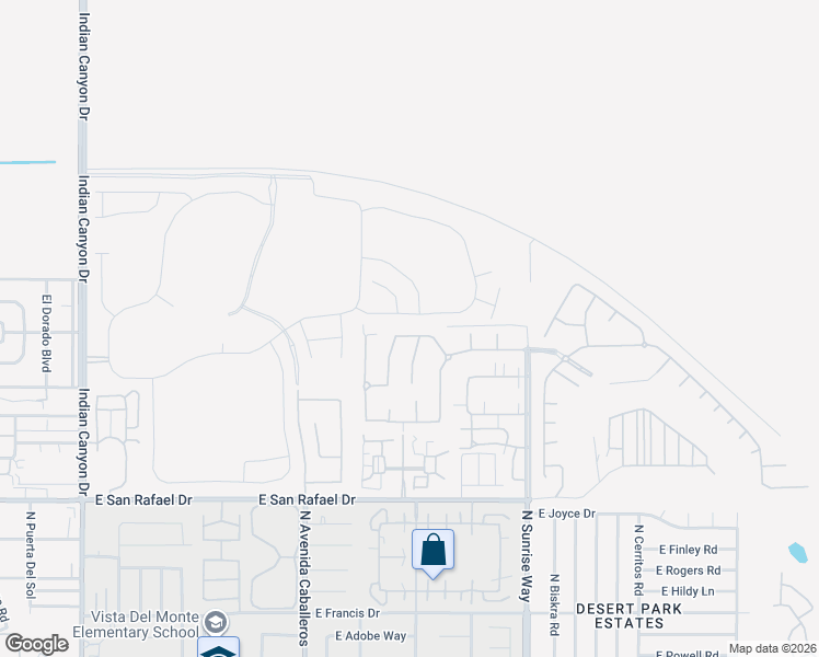 map of restaurants, bars, coffee shops, grocery stores, and more near 1308 Esperanza Trail in Palm Springs