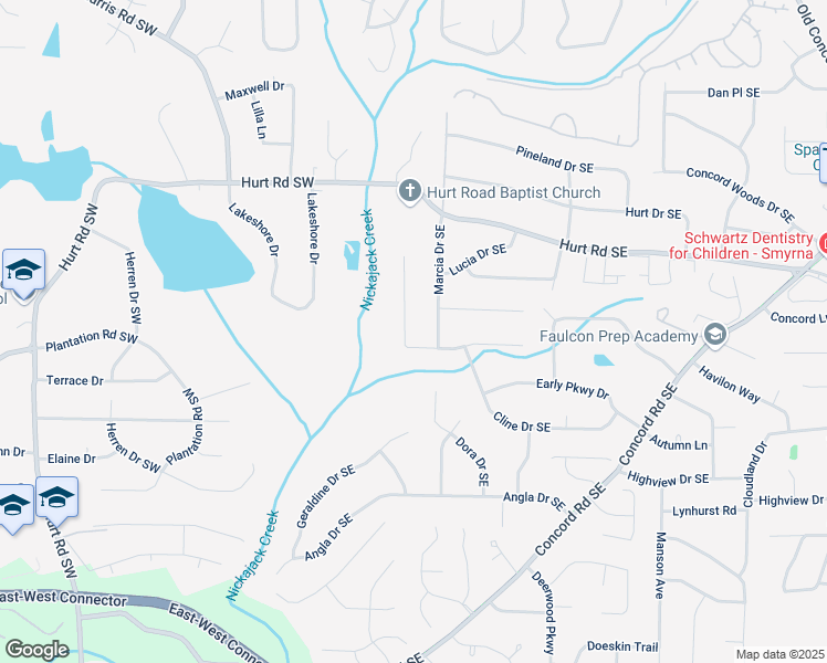 map of restaurants, bars, coffee shops, grocery stores, and more near 3664 Nessa Court in Smyrna