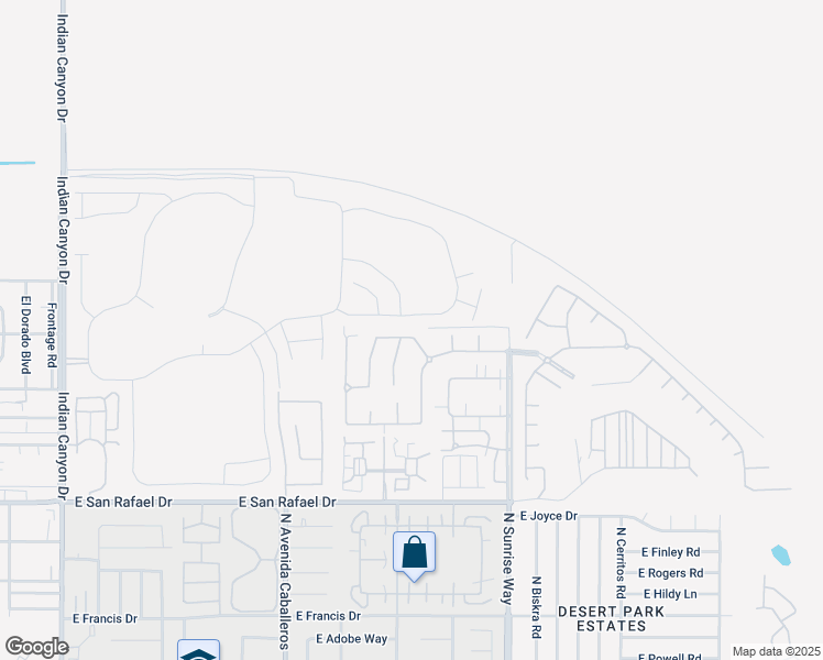 map of restaurants, bars, coffee shops, grocery stores, and more near 1308 Esperanza Trail in Palm Springs
