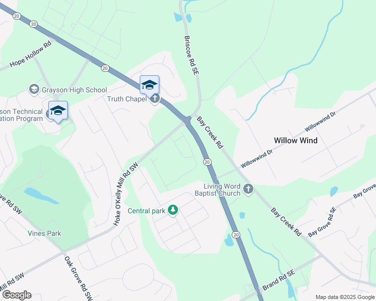 map of restaurants, bars, coffee shops, grocery stores, and more near 93 Sheryl Way in Loganville