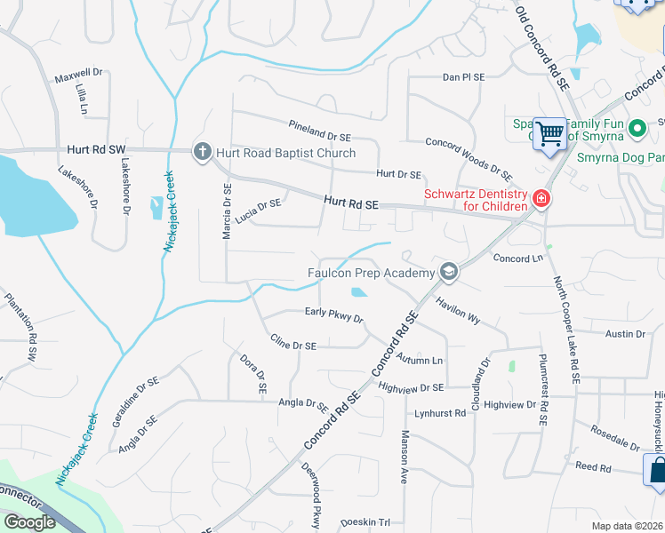 map of restaurants, bars, coffee shops, grocery stores, and more near 165 Oak Forest Drive in Smyrna