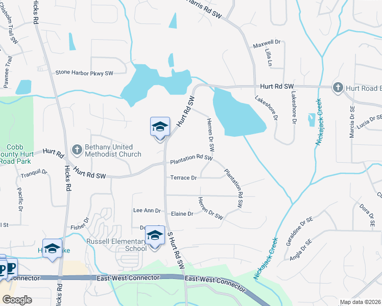 map of restaurants, bars, coffee shops, grocery stores, and more near 426 Plantation Road Southwest in Smyrna