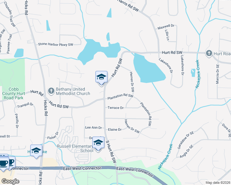 map of restaurants, bars, coffee shops, grocery stores, and more near 426 Plantation Road Southwest in Smyrna