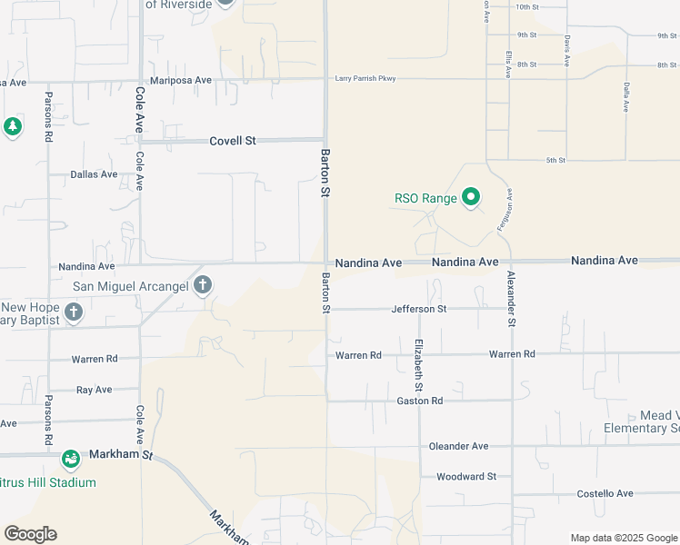 map of restaurants, bars, coffee shops, grocery stores, and more near Barton Street in Riverside